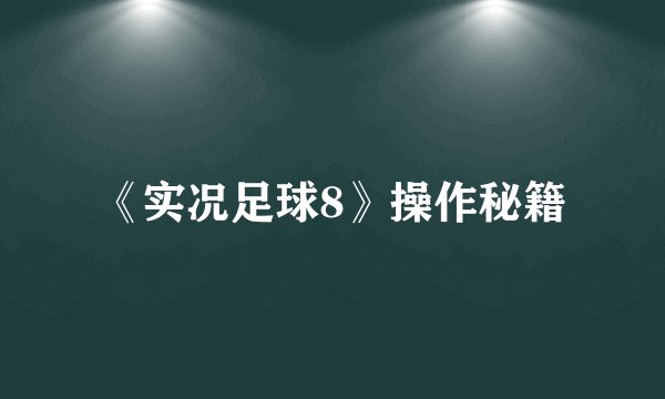 《实况足球8》操作秘籍