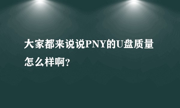 大家都来说说PNY的U盘质量怎么样啊？