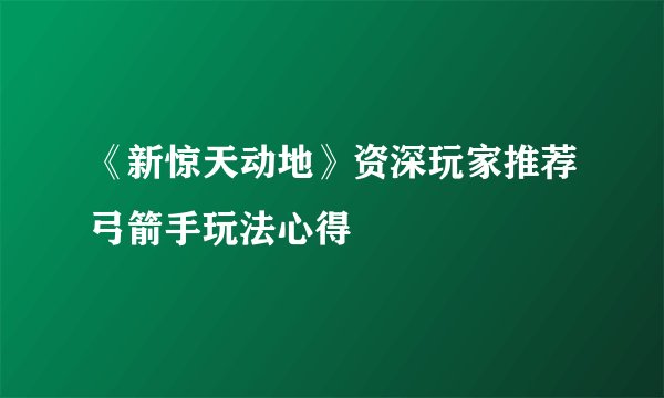 《新惊天动地》资深玩家推荐弓箭手玩法心得