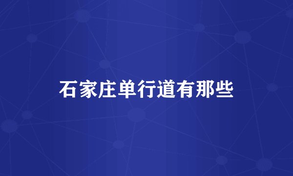 石家庄单行道有那些