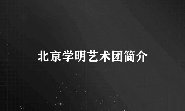 北京学明艺术团简介