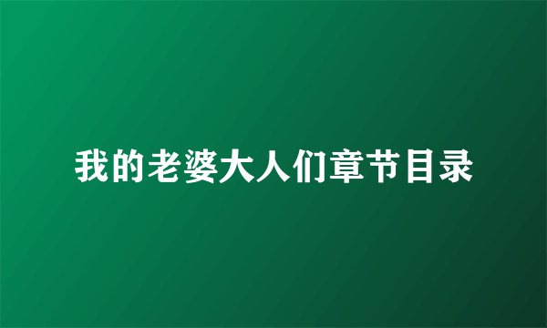 我的老婆大人们章节目录