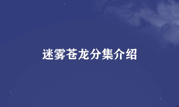 迷雾苍龙分集介绍