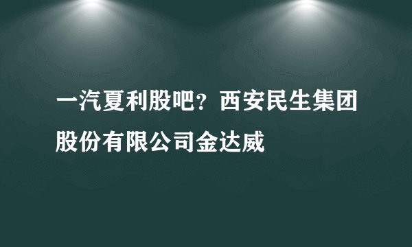 一汽夏利股吧？西安民生集团股份有限公司金达威