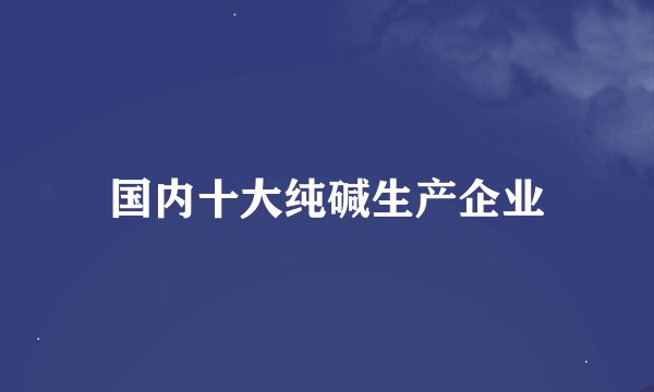 国内十大纯碱生产企业