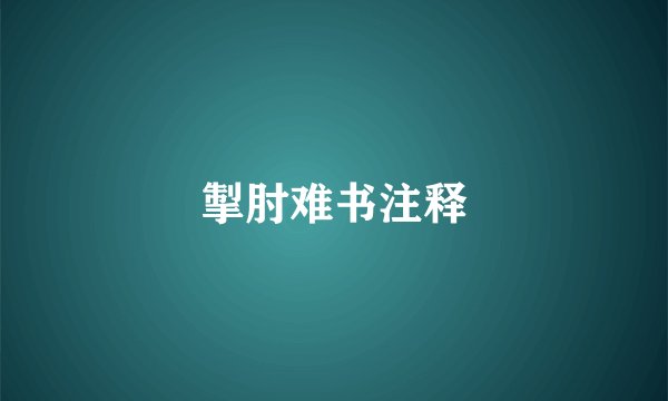 掣肘难书注释