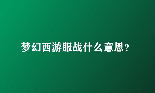 梦幻西游服战什么意思?