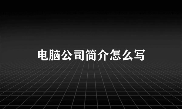 电脑公司简介怎么写
