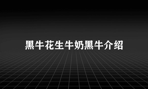 黑牛花生牛奶黑牛介绍
