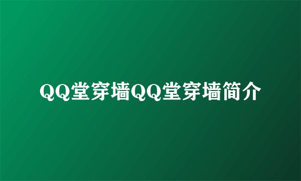 QQ堂穿墙QQ堂穿墙简介