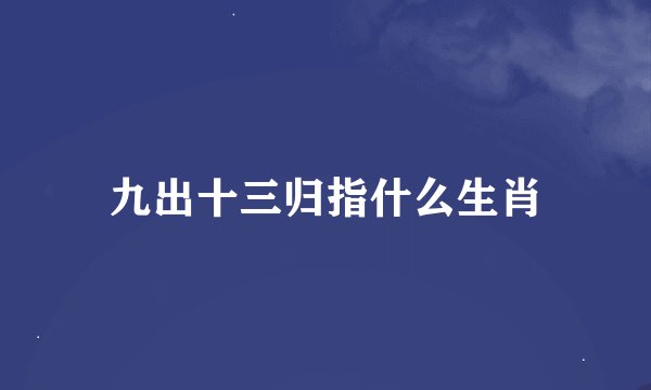 九出十三归指什么生肖