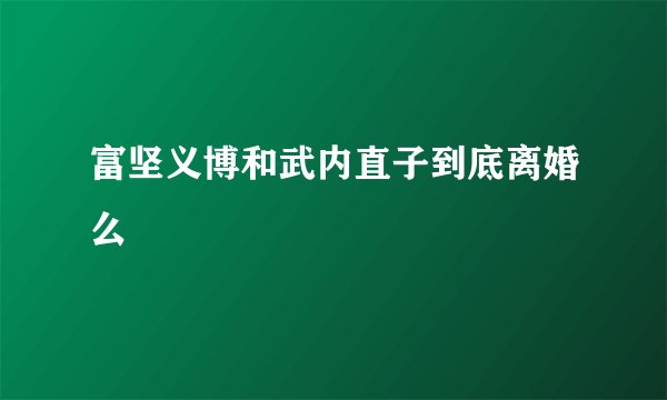 富坚义博和武内直子到底离婚么