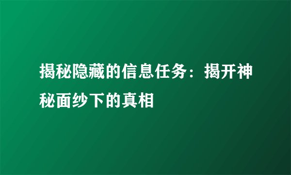 揭秘隐藏的信息任务：揭开神秘面纱下的真相