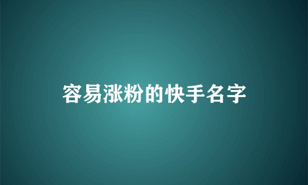 容易涨粉的快手名字
