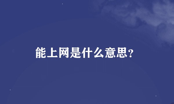 能上网是什么意思？