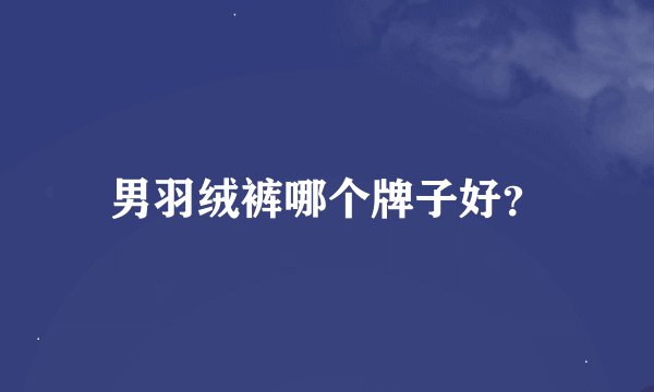 男羽绒裤哪个牌子好？