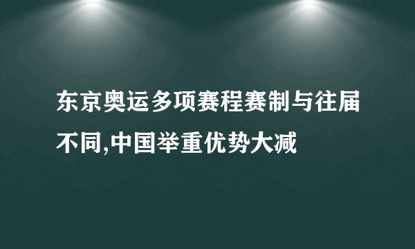 东京奥运多项赛程赛制与往届不同,中国举重优势大减