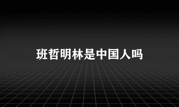 班哲明林是中国人吗
