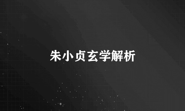 朱小贞玄学解析