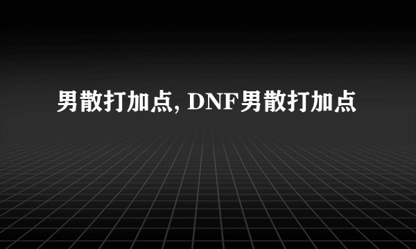 男散打加点, DNF男散打加点