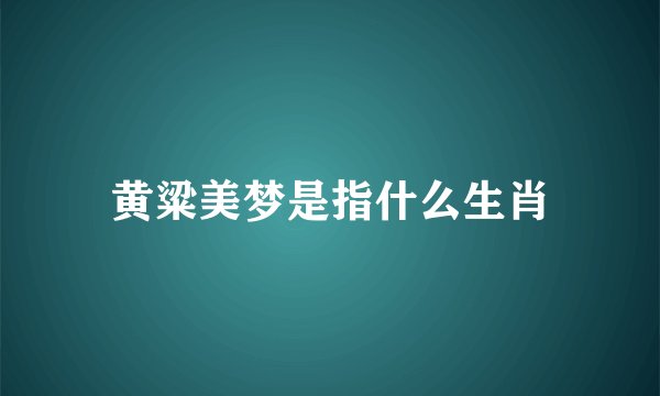 黄粱美梦是指什么生肖