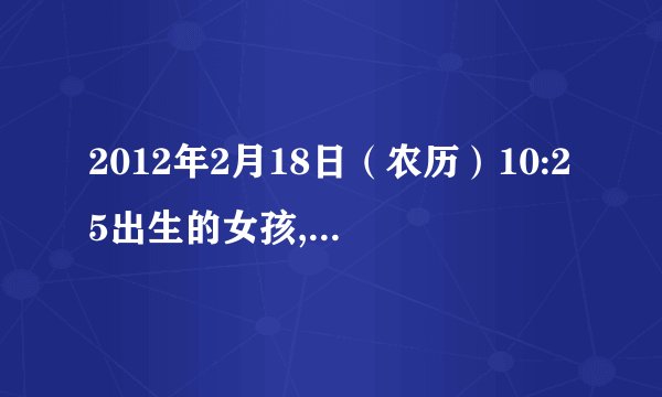 2012年2月18日（农历）10:25出生的女孩, 五行是什么,属于什么命?适合取什么名字?