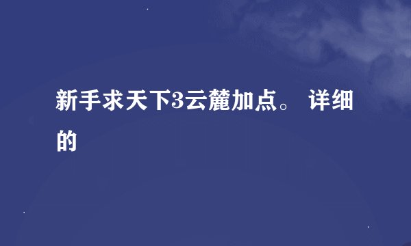新手求天下3云麓加点。 详细的