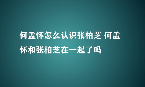 何孟怀怎么认识张柏芝 何孟怀和张柏芝在一起了吗