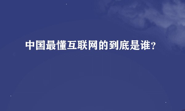 中国最懂互联网的到底是谁？