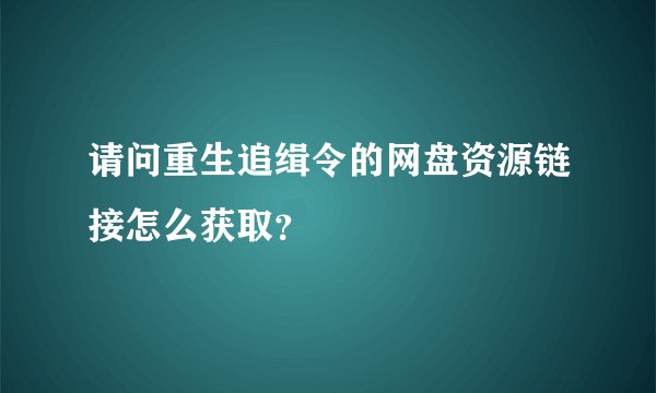 请问重生追缉令的网盘资源链接怎么获取?