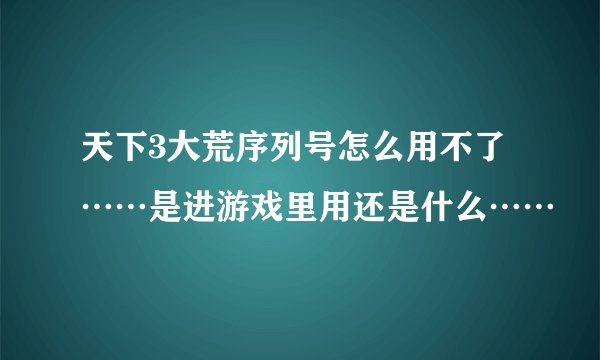 天下3大荒序列号怎么用不了……是进游戏里用还是什么……