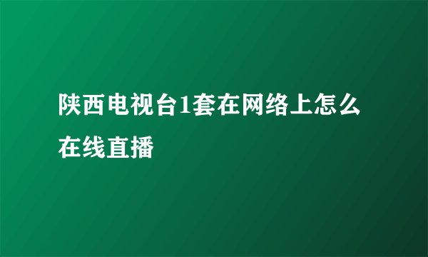 陕西电视台1套在网络上怎么在线直播