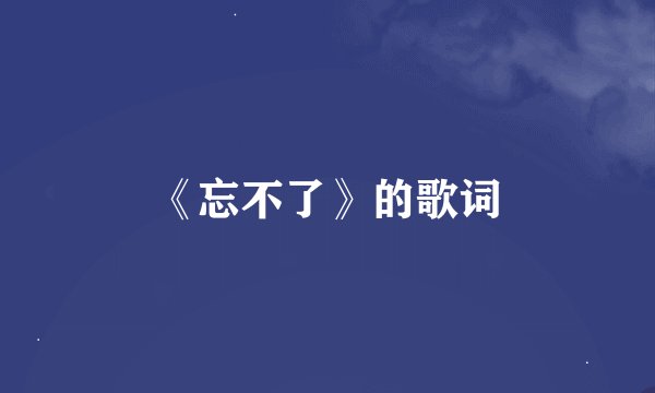 《忘不了》的歌词