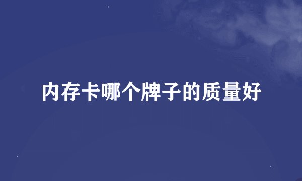 内存卡哪个牌子的质量好