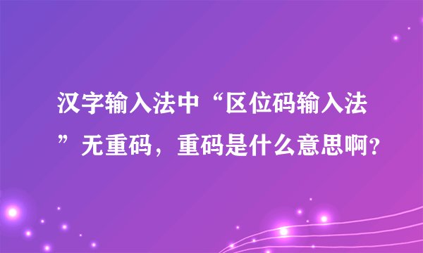 汉字输入法中“区位码输入法”无重码，重码是什么意思啊？