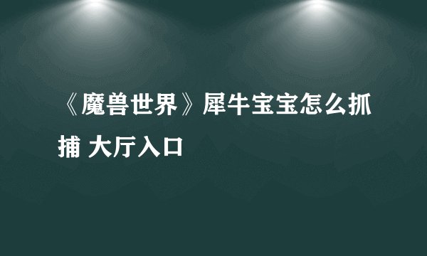 《魔兽世界》犀牛宝宝怎么抓捕 大厅入口