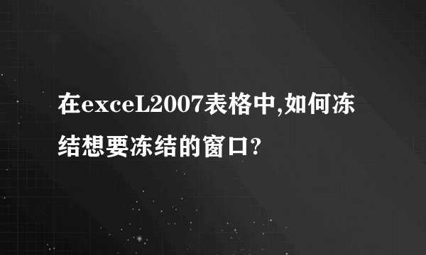 在exceL2007表格中,如何冻结想要冻结的窗口?