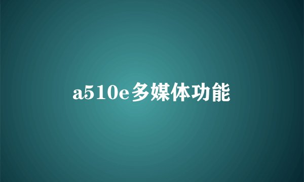 a510e多媒体功能