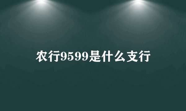 农行9599是什么支行