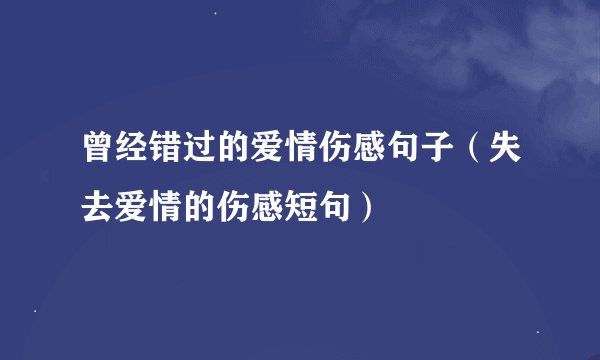曾经错过的爱情伤感句子(失去爱情的伤感短句)