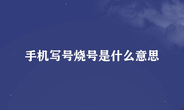 手机写号烧号是什么意思