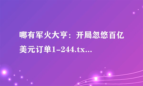 哪有军火大亨：开局忽悠百亿美元订单1-244.txt小说电子版