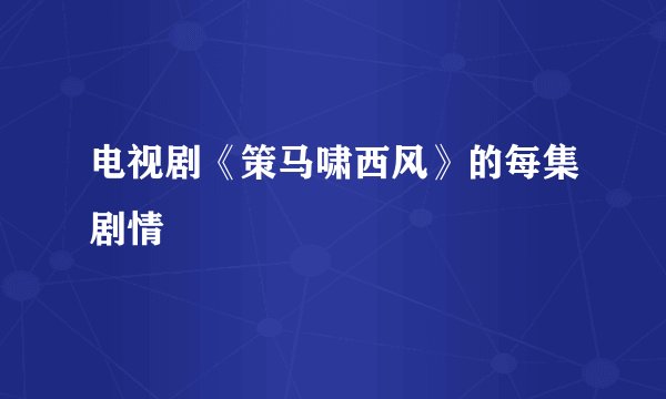 电视剧《策马啸西风》的每集剧情