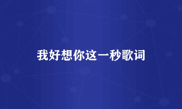 我好想你这一秒歌词
