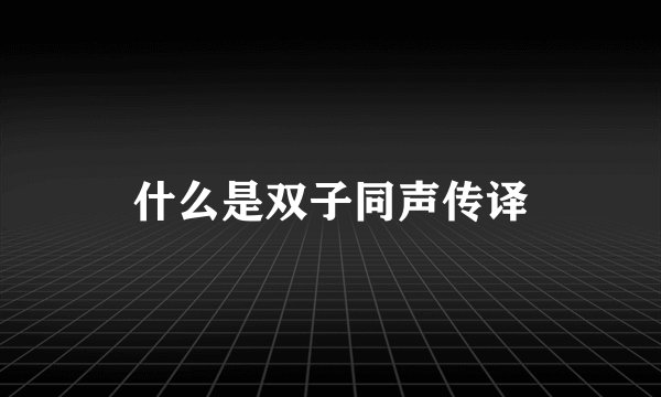 什么是双子同声传译