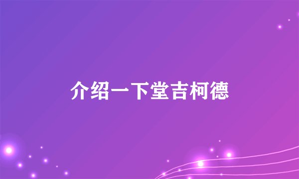 介绍一下堂吉柯德