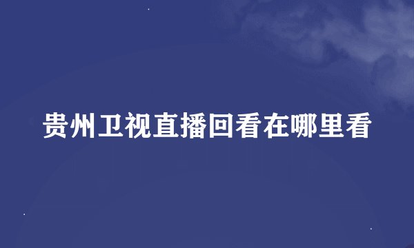 贵州卫视直播回看在哪里看