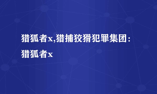 猎狐者x,猎捕狡猾犯罪集团：猎狐者x