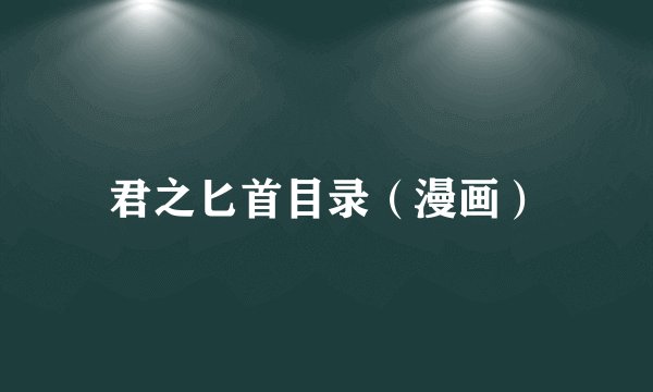 君之匕首目录（漫画）