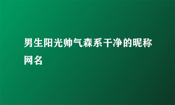 男生阳光帅气森系干净的昵称网名
